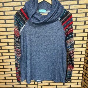 Filly Flair Blue Cowl Neck Top Size Small